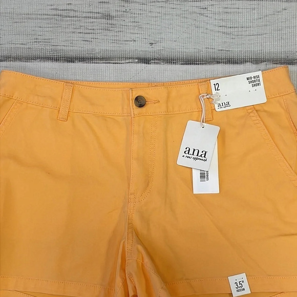 a.n.a Jean Shorts NWT Mid Rise Shortie Denim Florida Mango Yellow Size 12 - Picture 4 of 11